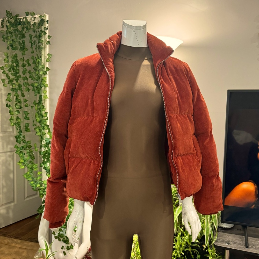 Orange puffer coudory jacket- one of its kind